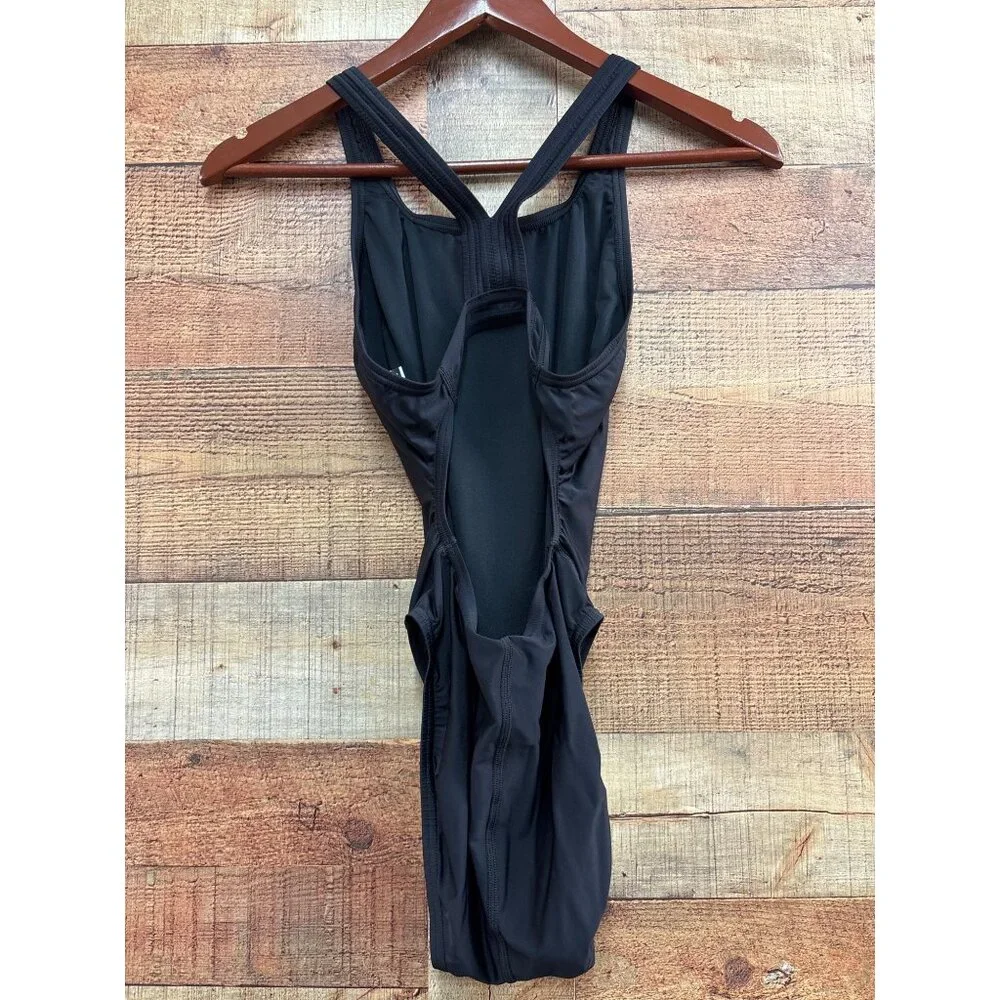 Speedo Womens PowerFlex Eco Black One-Piece Swimsuit Size 8/34